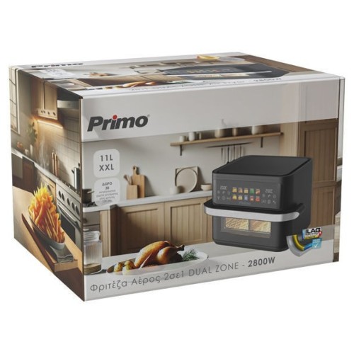 ΦΡΙΤΕΖΑ PRIMO PRAF-40530 AIRFRYER DUAL OR SINGLE ΜΑΥΡΗ 2800W 11LT